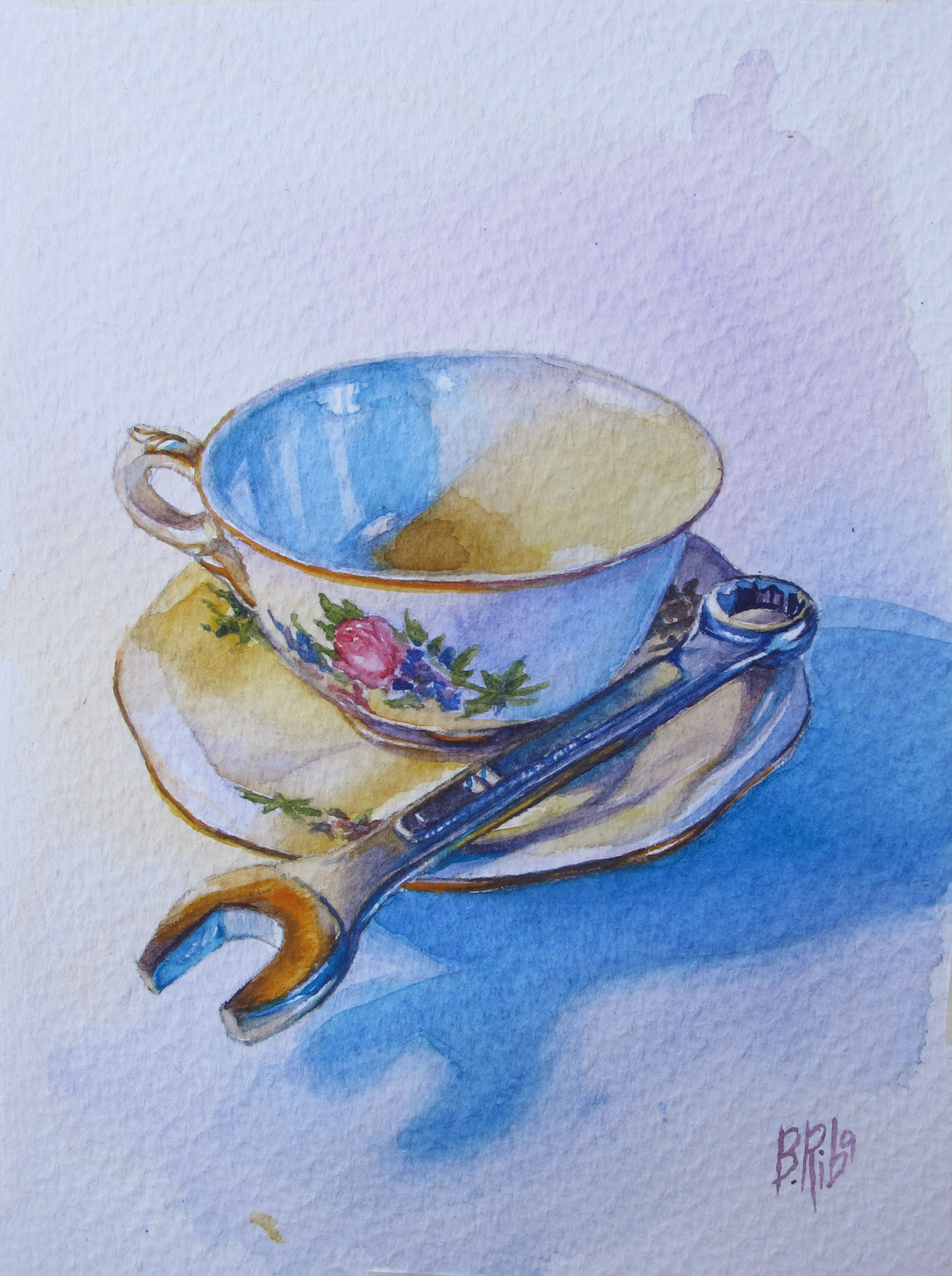 "My cup of tea".Watercolor on paper/ Acuarela sobre papel. 15x20cm.