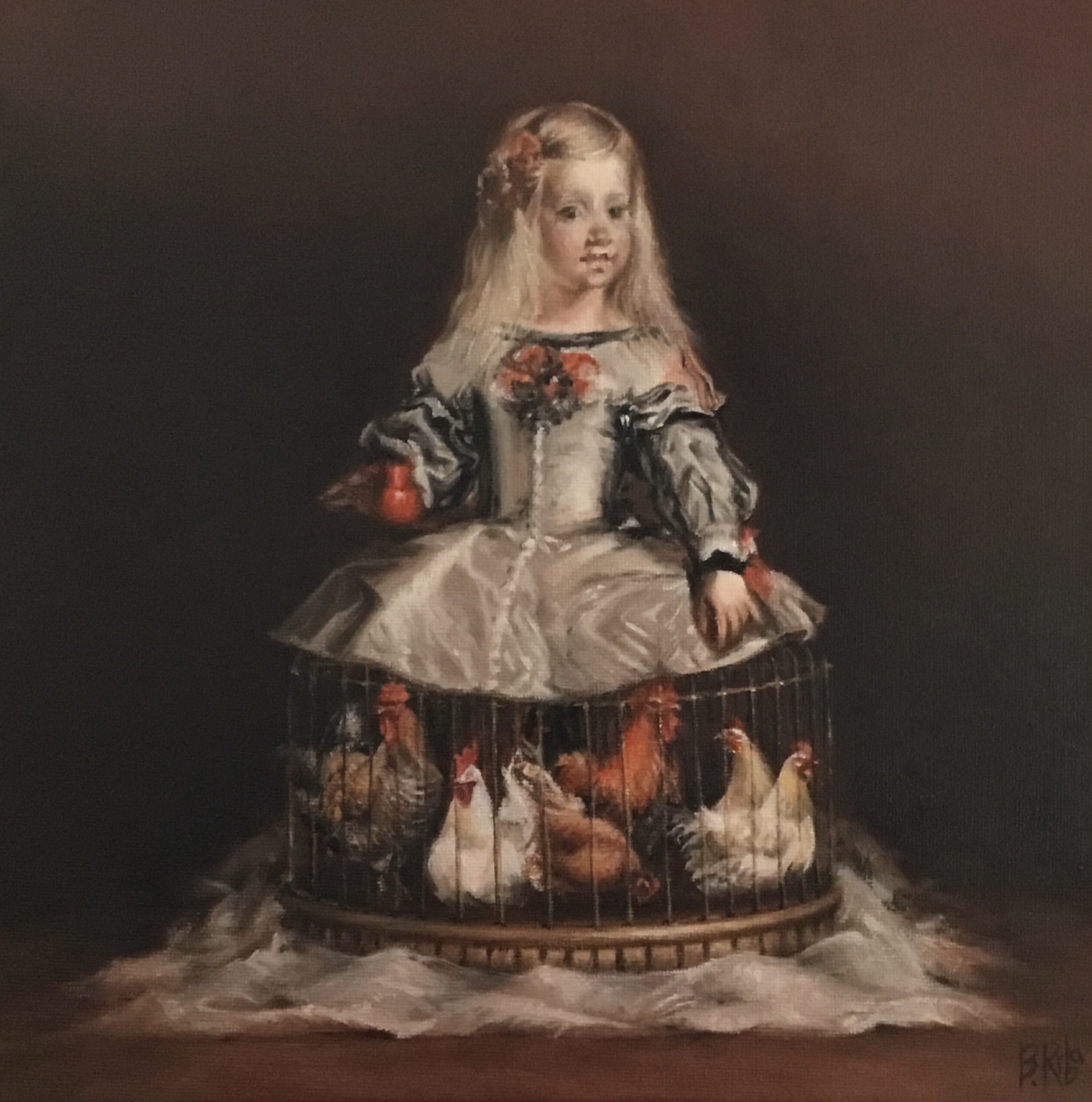 “Menina Gallina”. Oil on canvas/ Óleo sobre lienzo. 30x30cm.
