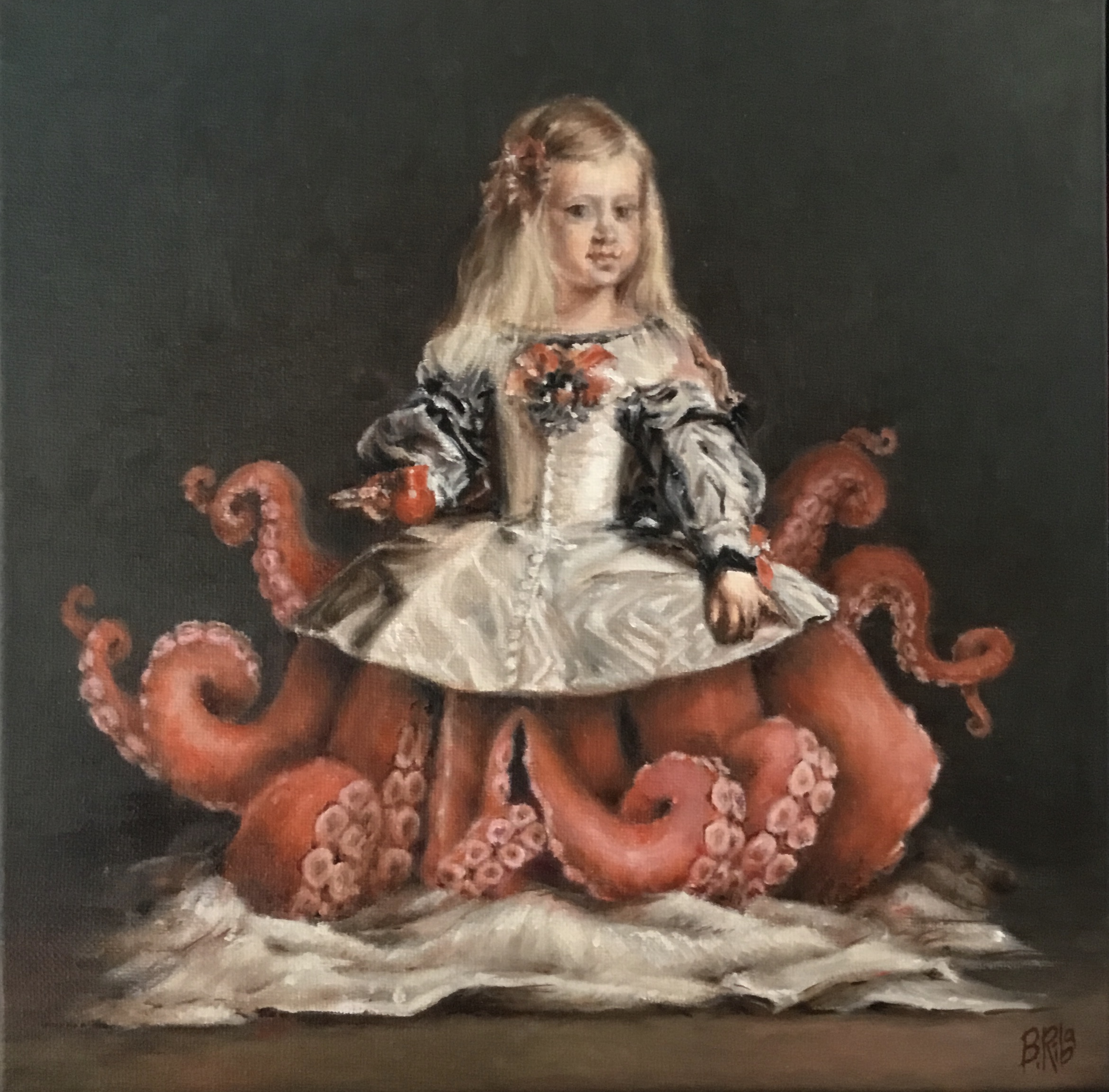 Menina Tentácula”. Oil on canvas/ Óleo sobre lienzo.30x30cm.